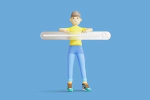 3d illustration male hold search bar. 3d rendering photo