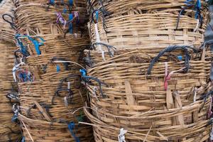 Woven cane baskets stack 4 photo
