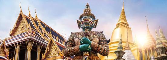 Wat Phra Kaew, Emerald Buddha temple,  Wat Phra Kaew is one of Bangkok's most famous tourist sites photo