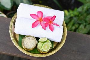 Thai Traditional body care set and towel photo