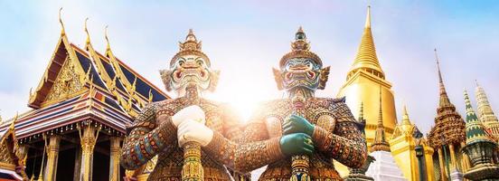 Wat Phra Kaew, Emerald Buddha temple,  Wat Phra Kaew is one of Bangkok's most famous tourist sites photo