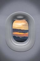 Porthole of airplane photo