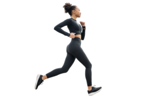una corredora está realizando un entrenamiento físico con un chándal ajustado. png