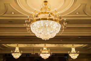 beautiful crystal chandelier in ball room photo