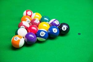 pool balls on snooker table photo