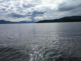 the beauty of the morning sky in lake toba photo