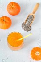 Orange juice with basil seeds photo