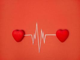 The concept of Valentine's day, the Rhythm of two hearts, heartbeat, cardiogram