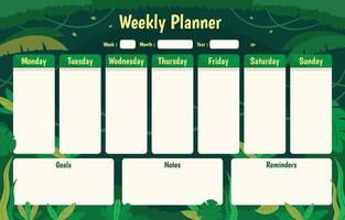 Forest Theme Weekly Timeline Template vector