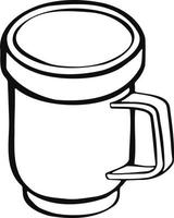 cup with tea or coffee side view. hand drawn vector