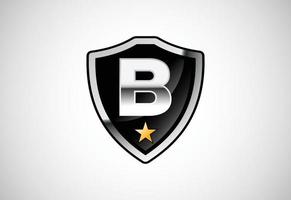 Initial letter B with shield icon logo design vector illustration. Shield with monogram alphabet