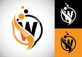 Initial letter W with the swoosh, biotech logo design concept. Logotype for science technology. vector