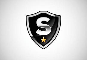 Initial letter S with shield icon logo design vector illustration. Shield with monogram alphabet