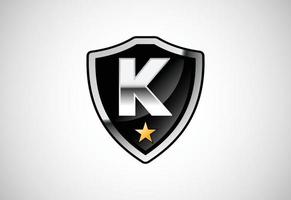 Initial letter K with shield icon logo design vector illustration. Shield with monogram alphabet