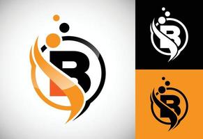 Initial letter B with the swoosh, biotech logo design concept. Logotype for science technology. vector