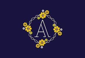 Floral monogram letter A. Initial alphabet with botanical elements. Floral alphabet vector design