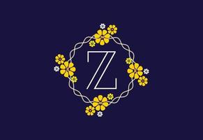 Floral monogram letter Z. Initial alphabet with botanical elements. Floral alphabet vector design