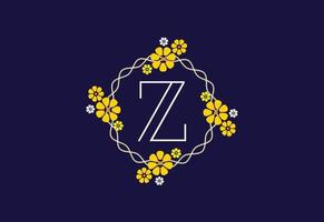 Floral monogram letter Z. Initial alphabet with botanical elements. Floral alphabet vector design