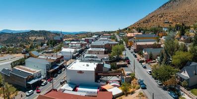 Aerial scenic view of Victorian building on historic Main C street in downtown Virginia City. photo