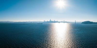 Aerial view of San Francisco downtown in a bay area. photo