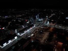 Aerial night view of the downtown of Warsaw, Poland. photo