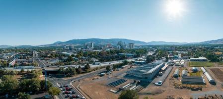 Panoramic aerial view of the city of Reno cityscape in Nevada. photo