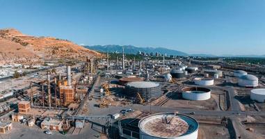 Aerial view of Salt Lake city oil refineries. Burning coal producing energy. photo