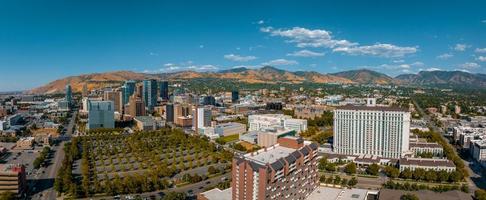 Aerial panoramic view of the Salt Lake City skyline Utah photo