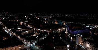 Aerial Christmas night of the Warsaw old town. photo