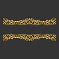 Decorative gold title frame isolated on dark green color background classic ornament vector