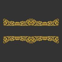 Decorative gold title frame isolated on dark green color background classic ornament vector