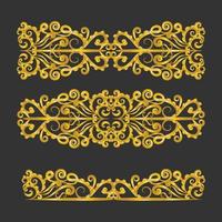 Decorative gold title frame isolated on dark green color background classic ornament vector