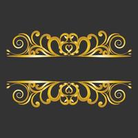 Decorative gold title frame isolated on dark green color background classic ornament vector