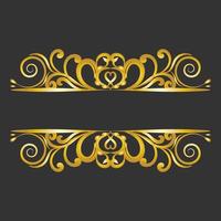 Decorative gold title frame isolated on dark green color background classic ornament vector