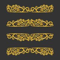 Decorative gold title frame isolated on dark green color background classic ornament vector