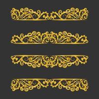 Decorative gold title frame isolated on dark green color background classic ornament vector