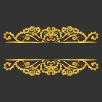 Decorative gold title frame isolated on dark green color background classic ornament vector