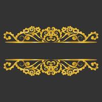 Decorative gold title frame isolated on dark green color background classic ornament vector