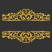 Decorative gold title frame isolated on dark green color background classic ornament vector