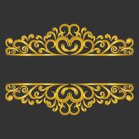 Decorative gold title frame isolated on dark green color background classic ornament vector