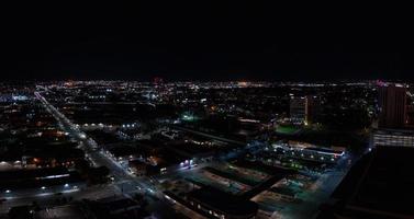 Aerial view of the skyline of Reno Nevada USA at night. photo