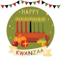 ilustración de saludos felices de kwanzaa para la celebración del festival afroamericano de la cosecha vector