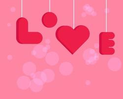 Happy Valentine concept pink bokeh background with LOVE and heart shape for your design vector