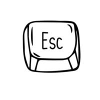 Esc Escape key icon. Keyboard button symbol, black and white outline drawing. Isolated vector illustration.