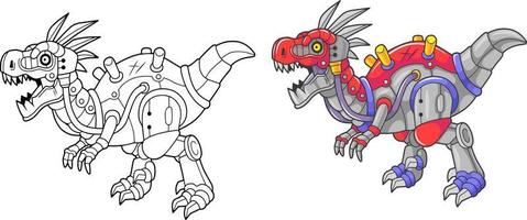 prehistoric robot dinosaur velociraptor, funny illustration vector