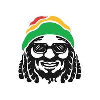 rastaman with eyeglasses logo vector illustration