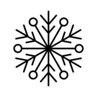 copo de nieve de invierno de línea vectorial dibujada a mano de silueta de icono aislado en ilustración de fondo blanco. perfecto para todos los diseños vector