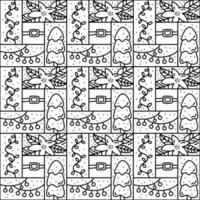 Vector Christmas logo advent seamless pattern. snowflake, candles, sock, garland, sock and star. Hand drawn monoline winter vector constructor for greeting card, invitation