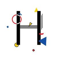 Capital letter H  made up of simple geometric shapes, in Suprematism style vector