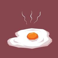 Ilustración de vector de huevo de lado soleado hacia arriba aislado sobre fondo marrón claro. dibujo de yema de huevo circular perfecto de comida fácil de cocinar con estilo de arte simple de dibujos animados.